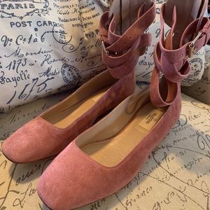 Valentino Suede Ankle Strap Ballerina